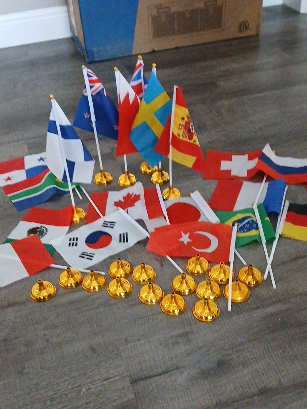 International Mini Table Flags - Gold Bases (Multicolor)